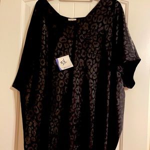 Black leopard print poncho top